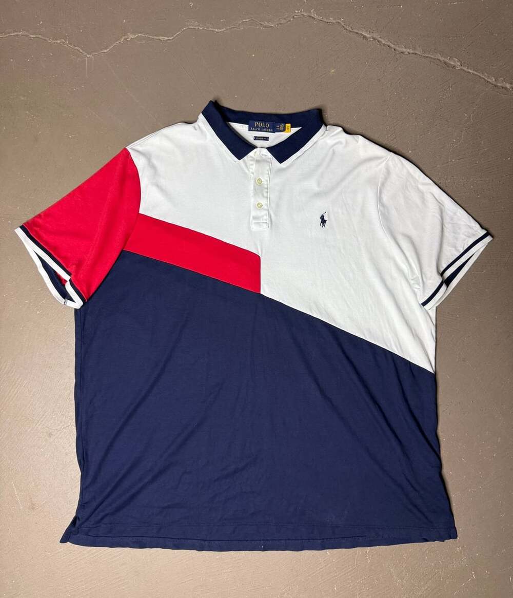 Polo Ralph Lauren Colorblock Polo Shirt Size XXL White Red Navy